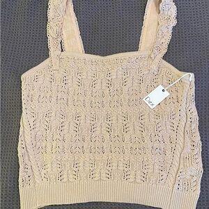 Dex Women's Tan Lace Knit Tank Top